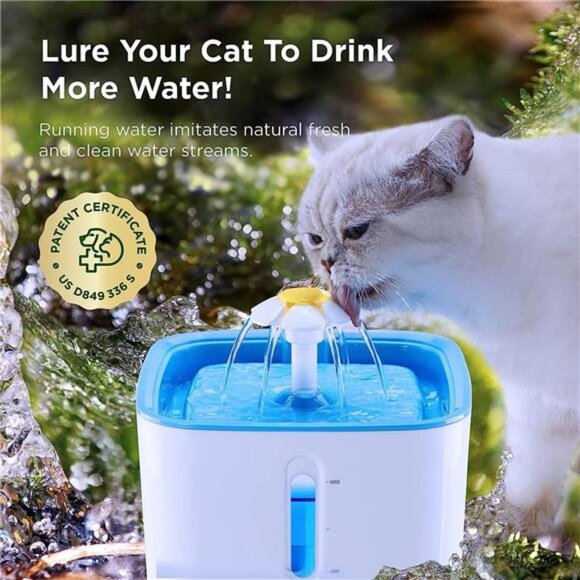 Cat Water Fountain - Automatic Pet 84oz/2.5L Water Dispenser with 3 Filters - Picture 2 of 5